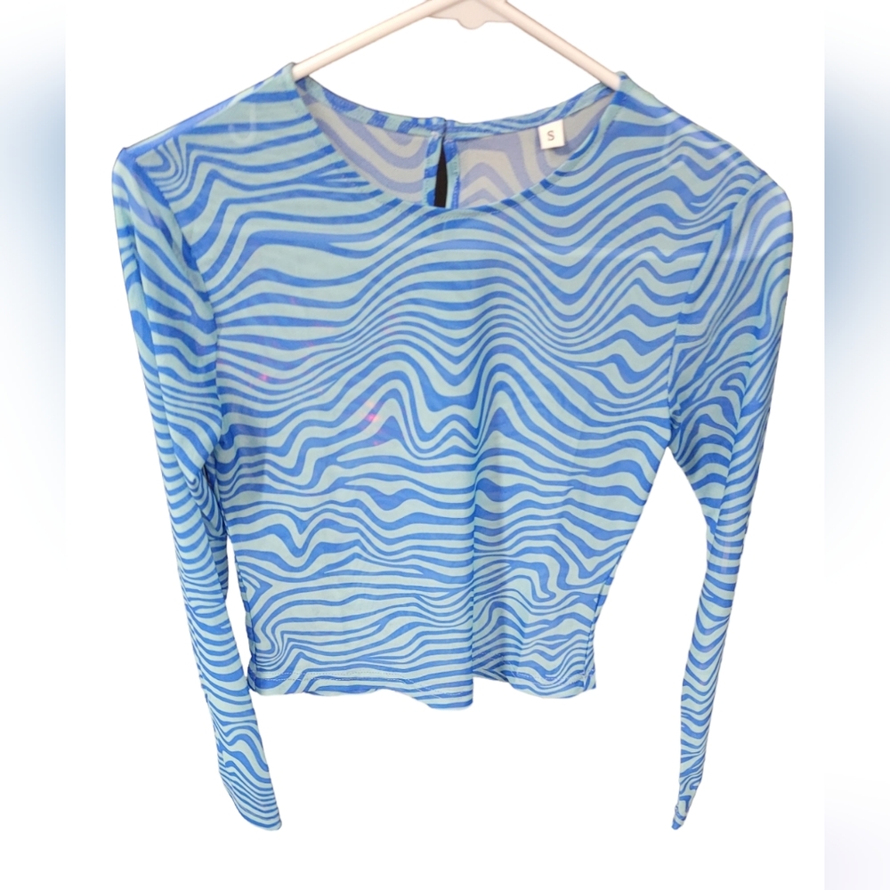 Sheer Women's Mesh Crop Top | Small Pattern Design